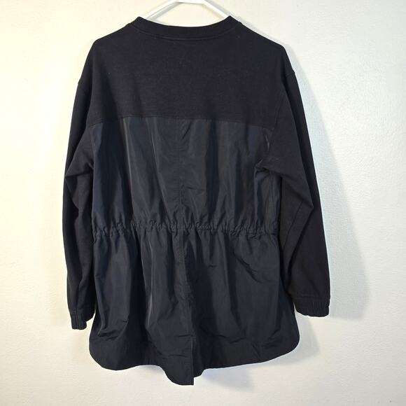 Athleta Triumph Hybrid Sweatshirt Women’s L Black Crewneck Cinch Waist Athletic - Picture 2 of 11